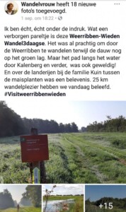 WW3D Weerribben-Wieden wandel3daagse Facebookbericht Wandelvrouw