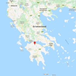 Kaart van Griekenland met daarop Kalavrita
