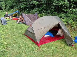 3 tentjes op camping du Moulin - Overnachten Lee trail.