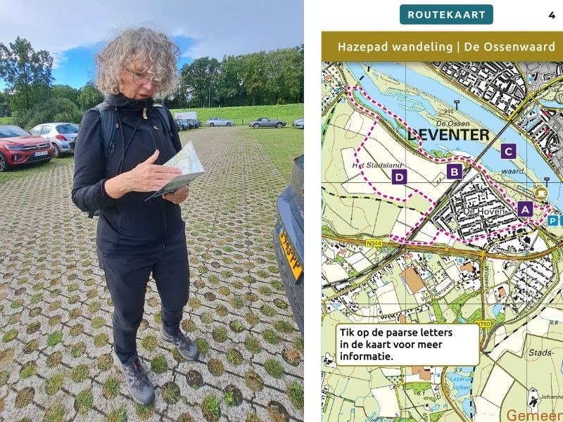 kaartje van Hazepadwandeling De Ossenwaard