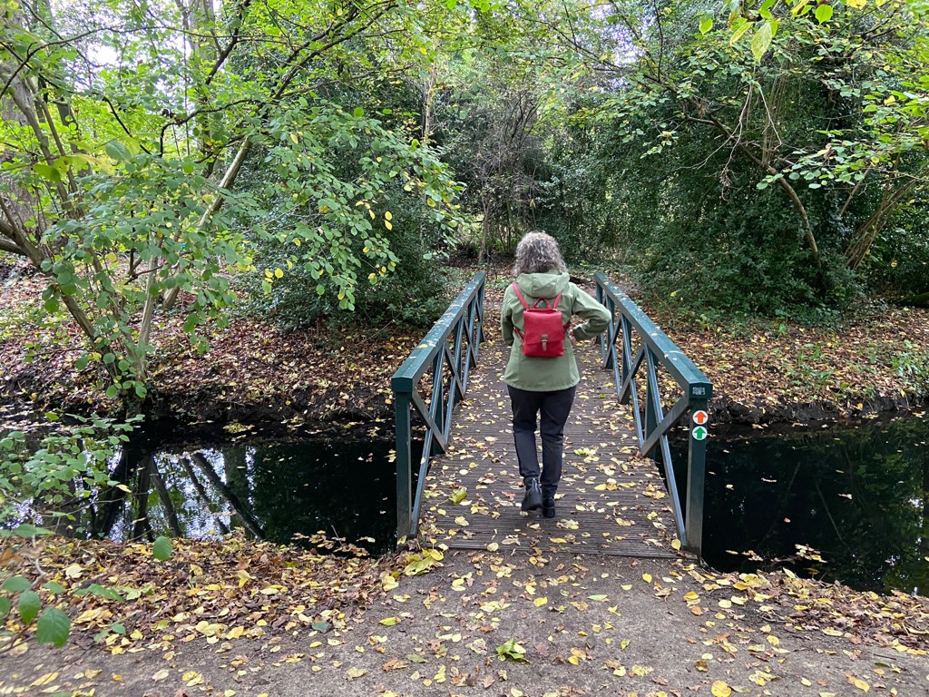 Wandelen door de Watergraafsmeer over een bruggetje